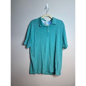 Tommy Bahama Mens XL Teal Green Pima Cotton Slub Knit Short Sleeve Polo Shirt